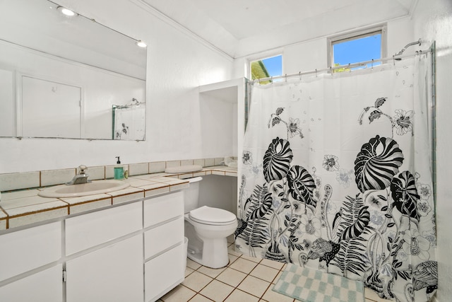 5366 Kumole St, Kapaa, HI 96746 - bathroom with toilet, a shower with shower curtain, tile patterned flooring, and vanity