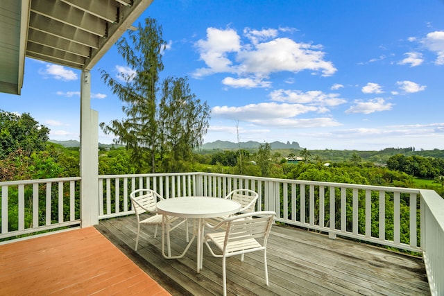 5366 Kumole St, Kapaa, HI 96746 - wooden terrace with a mountain view