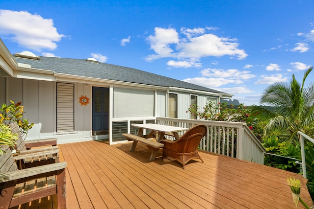 5366 Kumole St, Kapaa, HI 96746 - wooden deck with outdoor dining area