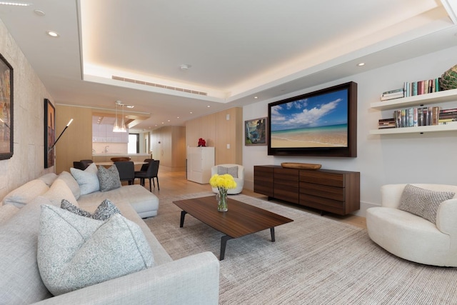 66-84 Kaunaoa Dr Unit A21, Kamuela, HI 96743 - living area featuring a tray ceiling and recessed lighting
