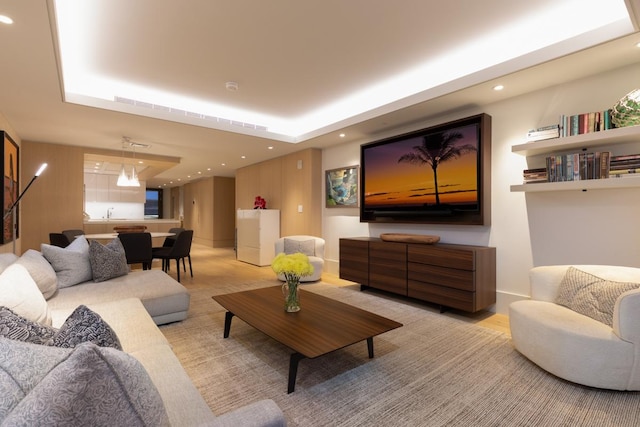 66-84 Kaunaoa Dr Unit A21, Kamuela, HI 96743 - living area featuring a raised ceiling and recessed lighting
