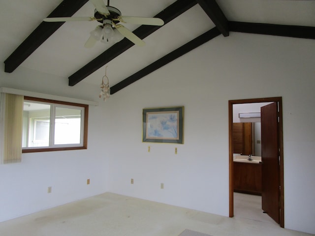 empty room with light colored carpet, ceiling fan, a chandelier, and a sink