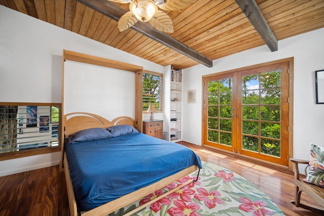 4429-A Kaluamakua Pl, Kilauea, HI 96754 - bedroom with wooden ceiling, vaulted ceiling with beams, and wood finished floors