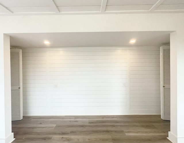 interior space with recessed lighting and wood finished floors