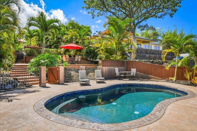 77-155 Kalaniuka St, Holualoa, HI 96725 - view of swimming pool featuring a fenced in pool, a patio area, and fence