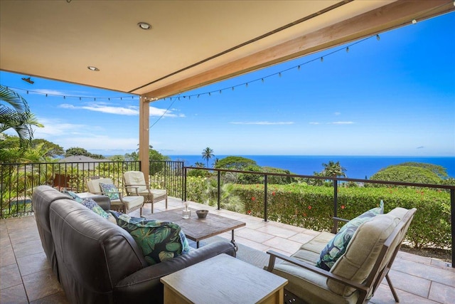77-155 Kalaniuka St, Holualoa, HI 96725 - view of patio / terrace featuring an outdoor hangout area and a water view
