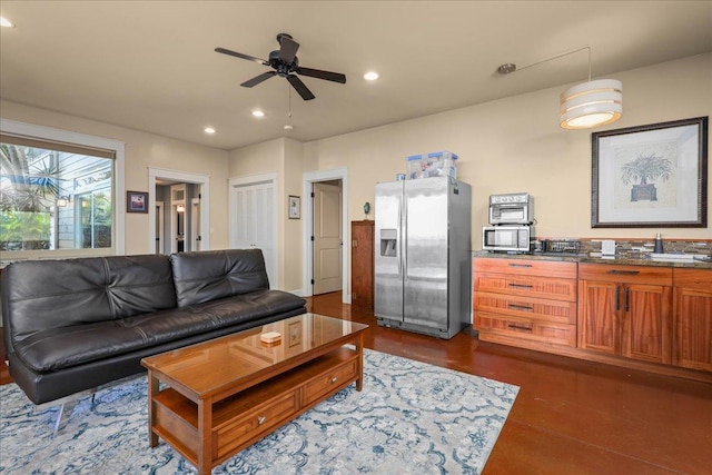 77-155 Kalaniuka St, Holualoa, HI 96725 - living room with recessed lighting and ceiling fan