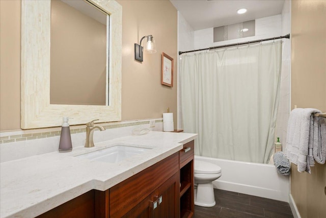 77-155 Kalaniuka St, Holualoa, HI 96725 - full bathroom featuring vanity, wood finished floors, shower / bath combo, and toilet
