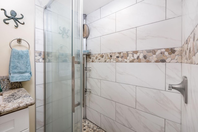 bathroom with a stall shower