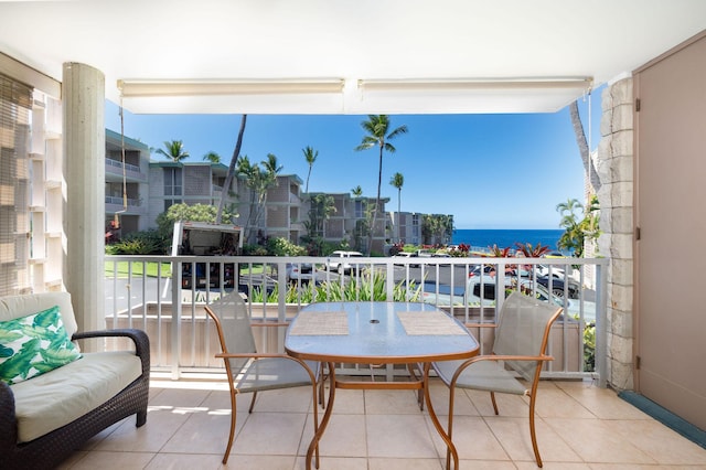 balcony with a water view