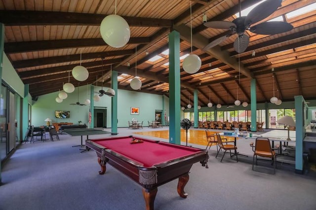 3-3400 Kuhio Hwy Unit B406, Lihue, HI 96766 - game room featuring ceiling fan, pool table, wood ceiling, and carpet floors