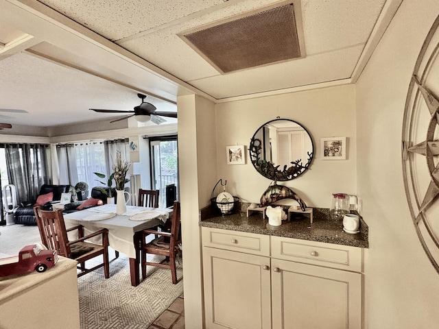 dining area featuring ceiling fan