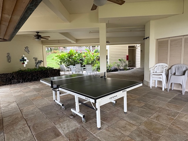 view of patio with a ceiling fan