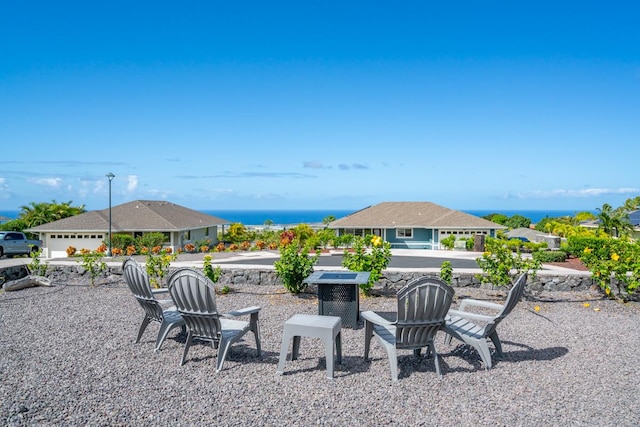 view of patio / terrace with a water view