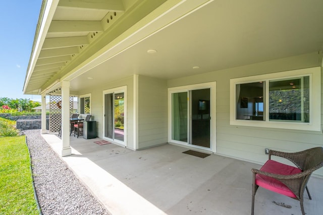 view of patio / terrace featuring a grill