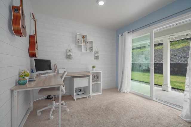 office featuring light carpet