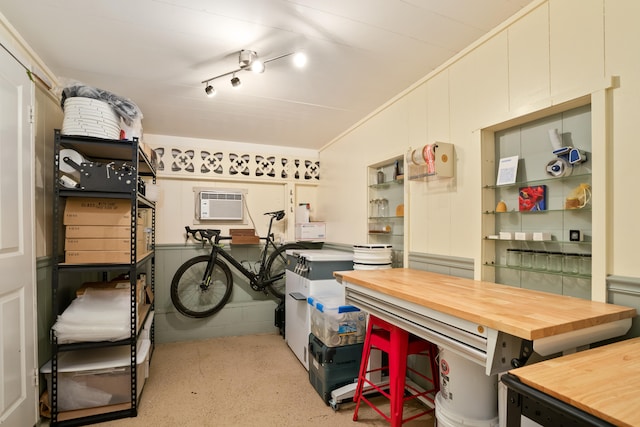 storage area with a wall unit AC