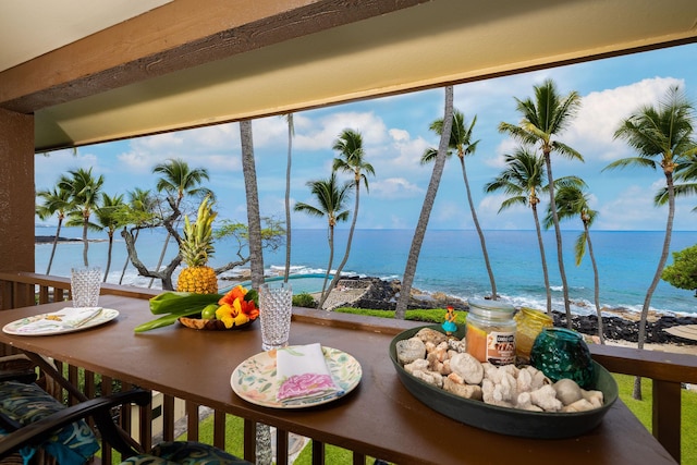 balcony with a water view