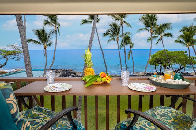 balcony with a water view