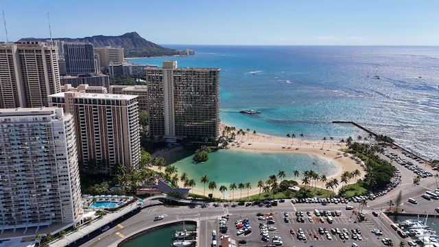 drone / aerial view of expansive coastline
