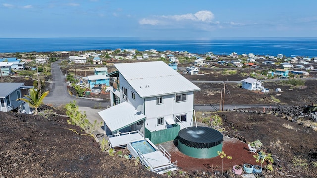 aerial view of a nearby body of water