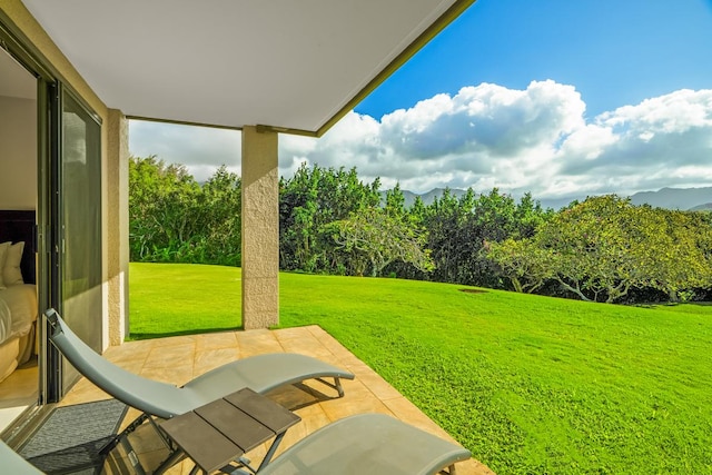 5380 Honoiki Rd Unit F16, Princeville, HI 96722 - view of green lawn with a patio area and a mountain view