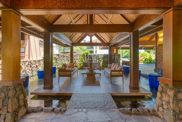 5380 Honoiki Rd Unit F16, Princeville, HI 96722 - community lobby with wooden ceiling