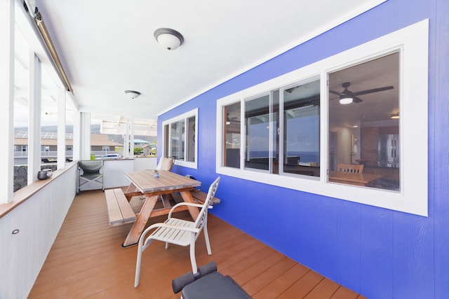 balcony with outdoor dining area