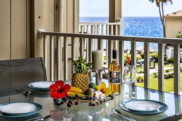 balcony with a water view