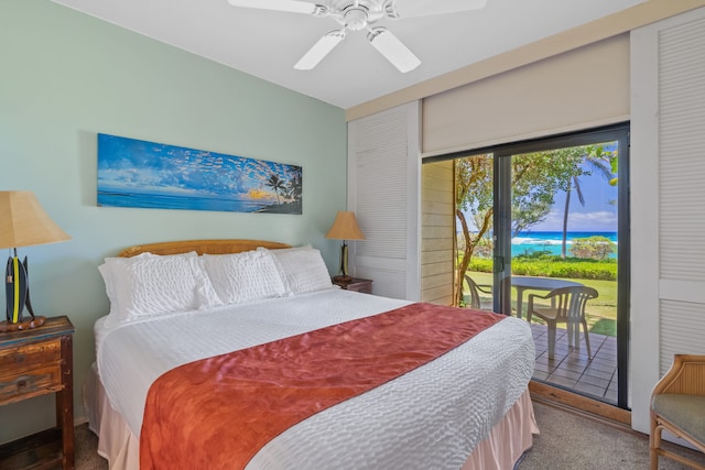 4460 Nehe Rd Unit 122, Lihue, HI 96766 - bedroom featuring access to outside and a ceiling fan