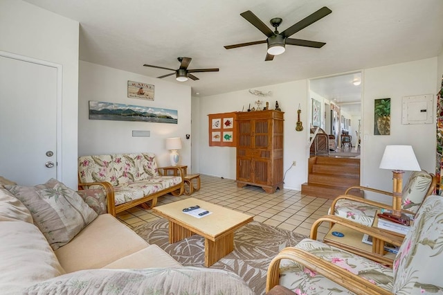 963 Niulani Rd, Kapaa, HI 96746 - tiled living room featuring ceiling fan