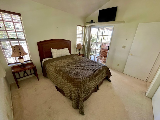 68-3883 Lua Kula St Unit 2005, Waikoloa, HI 96738 - bedroom featuring multiple windows, light colored carpet, and vaulted ceiling