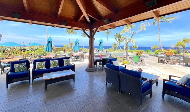 69-1033 Nawahine Pl Unit 10F, Waikoloa, HI 96738 - view of patio / terrace featuring outdoor lounge area, outdoor dining area, and a gazebo