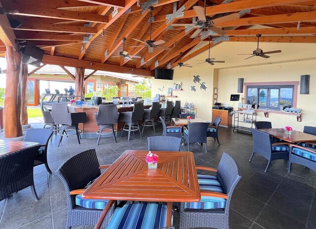 69-1033 Nawahine Pl Unit 10F, Waikoloa, HI 96738 - view of patio / terrace featuring outdoor dining space and a ceiling fan