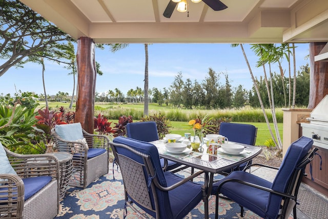 69-180 Waikoloa Beach Dr Unit O2, Waikoloa, HI 96738 - view of patio with ceiling fan and outdoor dining space