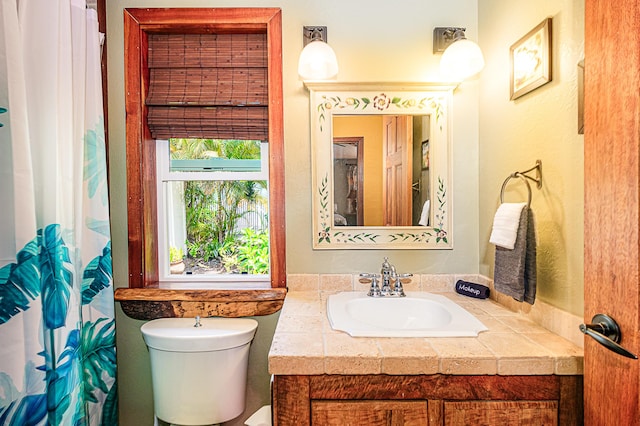 bathroom with toilet and vanity