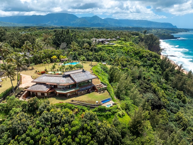 2620-A Kauapea Rd, Kilauea, HI 96754 - view from above of property with a water and mountain view and a heavily wooded area
