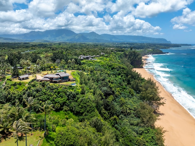 2620-A Kauapea Rd, Kilauea, HI 96754 - drone / aerial view of a water and mountain view and a heavily wooded area
