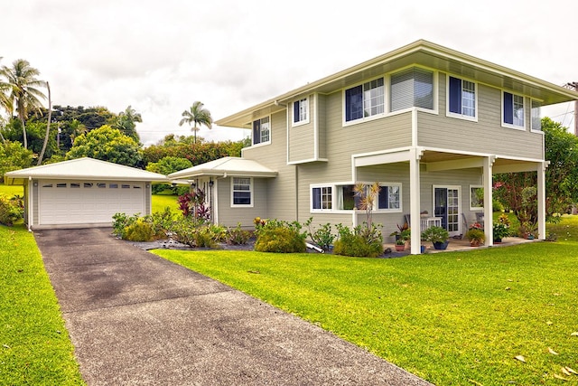 28-3543 Honomu Ln, Honomu, HI 96728 - view of front of property with a detached garage, an outdoor structure, and a front lawn