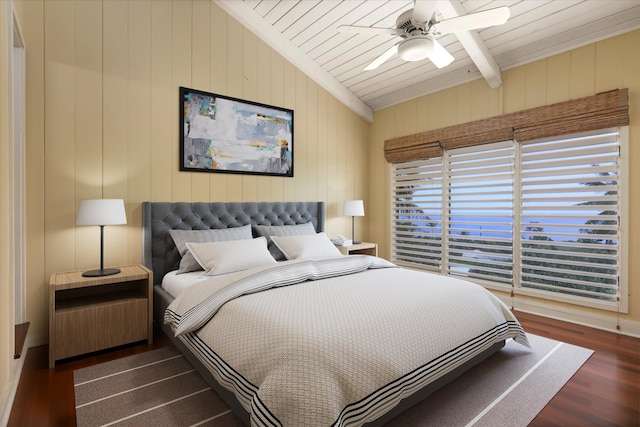 77-6486 Walua Rd, Kailua-Kona, HI 96740 - bedroom with wood finished floors, wood ceiling, a ceiling fan, and wooden walls