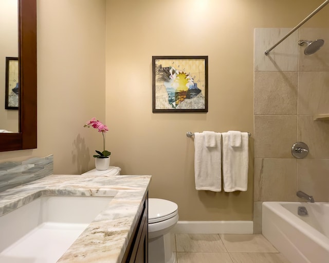 68-1122-N Kaniku Dr Unit 501591, Kamuela, HI 96743 - full bath with vanity, toilet, shower / washtub combination, baseboards, and marble finish flooring