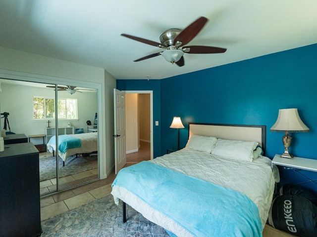 15-1519 14th Ave, Keaau, HI 96749 - tiled bedroom featuring ceiling fan and a closet