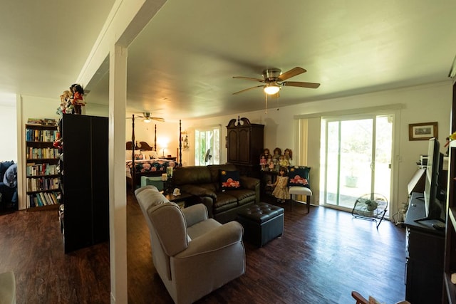 15-1519 14th Ave, Keaau, HI 96749 - living room with a ceiling fan and wood finished floors