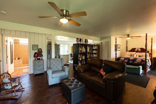 15-1519 14th Ave, Keaau, HI 96749 - living room featuring a ceiling fan and wood finished floors