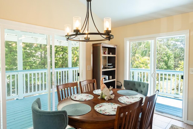 15-1519 14th Ave, Keaau, HI 96749 - dining area with a chandelier and light tile patterned flooring
