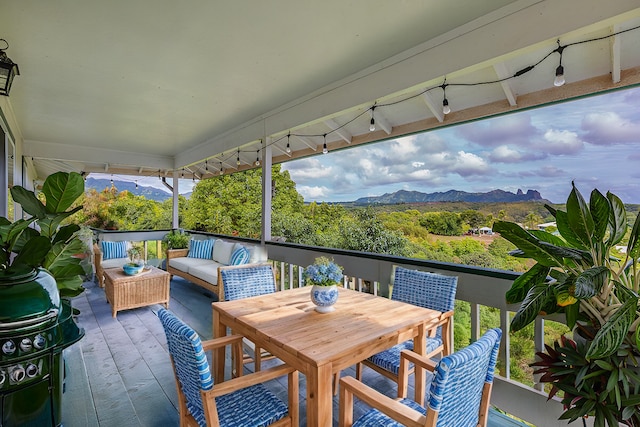 5372 Kumole St, Kapaa, HI 96746 - view of patio with a mountain view and an outdoor hangout area