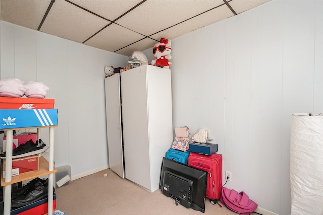 73 Laidlaw Ave, Jersey City, NJ 07306 - miscellaneous room featuring carpet flooring and a paneled ceiling