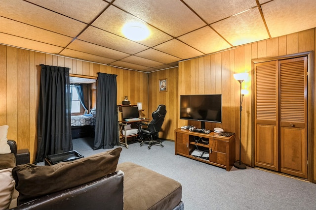 73 Laidlaw Ave, Jersey City, NJ 07306 - carpeted home office with wooden walls