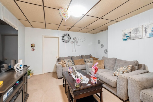73 Laidlaw Ave, Jersey City, NJ 07306 - living area featuring light colored carpet and a paneled ceiling