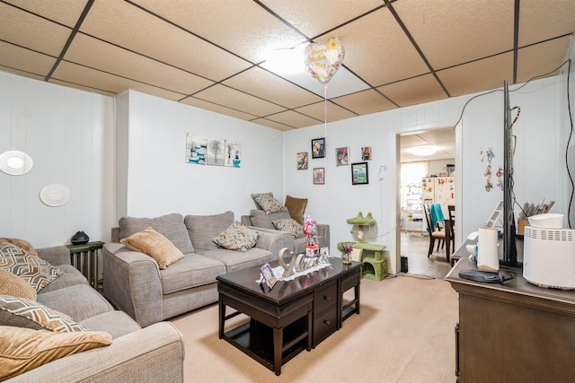 73 Laidlaw Ave, Jersey City, NJ 07306 - living room featuring a drop ceiling and light colored carpet